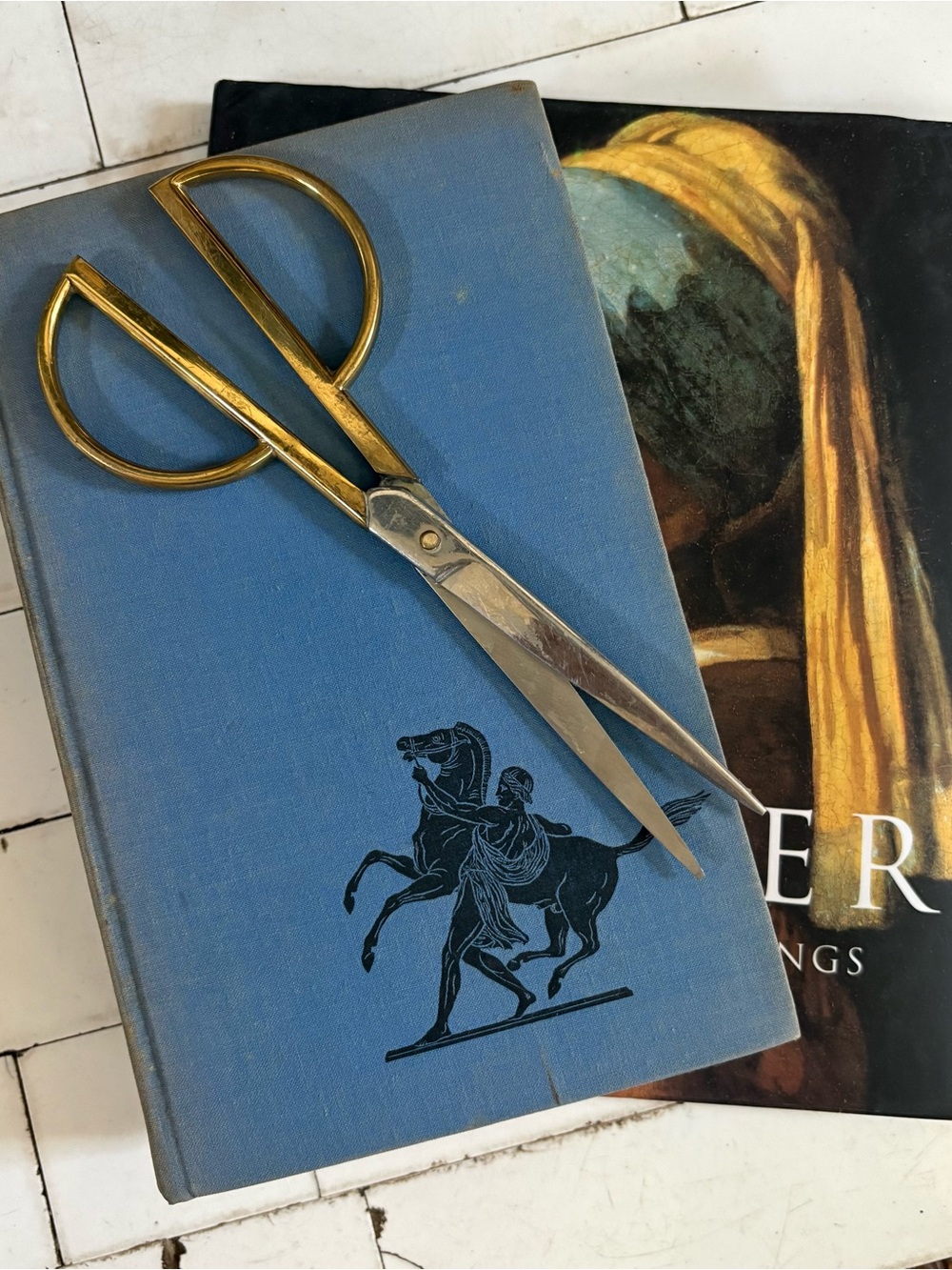 Brass Handle Gold and Silver Sewing Scissors - Vintage Style